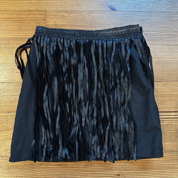 MLV black faux leather fringe mini skirt SIZE XS - Picture 1 of 4